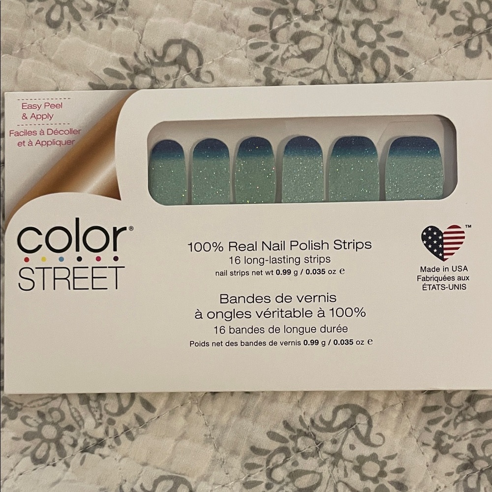 Color Street Teal Glitter Nail Strips